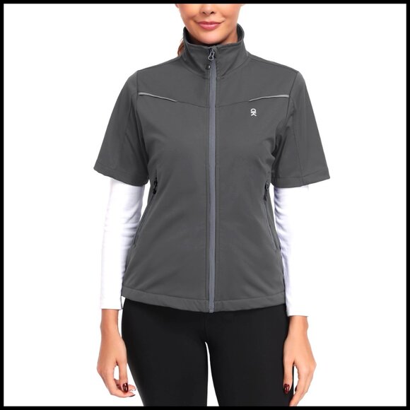 Women's Short Sleeve Windproof Jacket for Golf Hiking Running Activewear